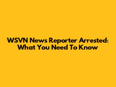 WSVN News Reporter Arrested: What You Need To Know