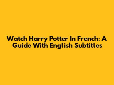 Watch Harry Potter In French: A Guide With English Subtitles