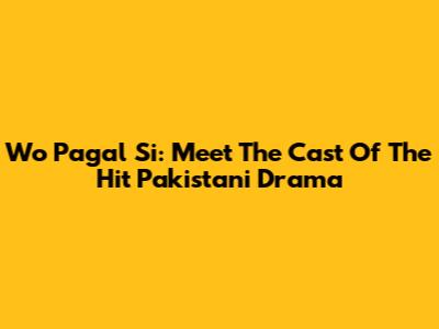 Wo Pagal Si: Meet The Cast Of The Hit Pakistani Drama