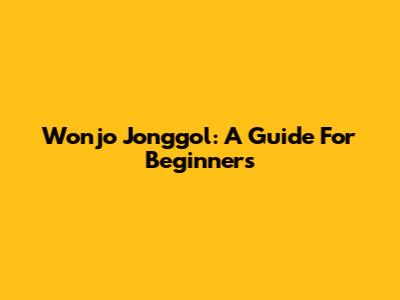 Wonjo Jonggol: A Guide For Beginners