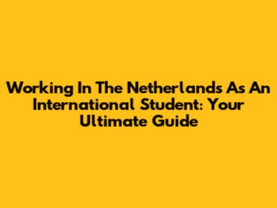 Working In The Netherlands As An International Student: Your Ultimate Guide