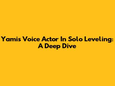 Yami's Voice Actor In Solo Leveling: A Deep Dive
