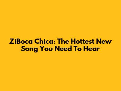 ZiBoca Chica: The Hottest New Song You Need To Hear