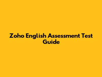 Zoho English Assessment Test Guide